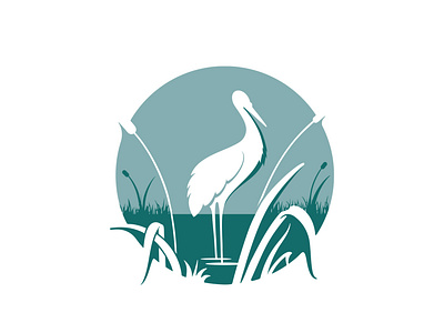 Heron Standing in swamp Logo