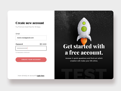 Sign Up Form — Daily UI Challenge #001 app dailyui design form interface rocket sign up signup test typography ui web