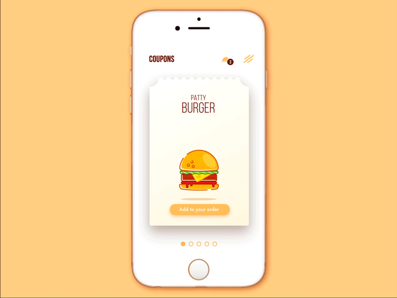 Cafe Coupon App animation application design flat food illustration ios mobile design motion design ukraine