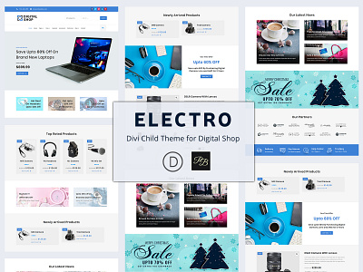 Electro – Divi Child Theme for Digital Shop digital store divi builder divi child theme ecommerce electronic shop estore pennyblack templates wordpress