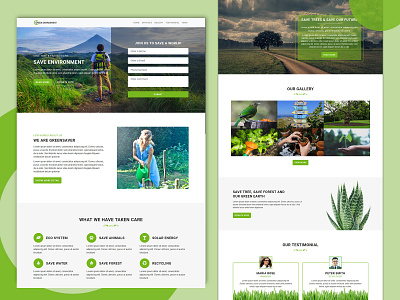 Green Environment Landing Page eco environment eco environment landing page landing page concept landing page design landing page template non profit pennyblack pennyblack templates uidesign