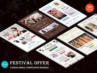 Festival Offer Email Templates – Canva Bundle canva canva email templates canva templates email templates marketing newsletters pennyblack pennyblack templates