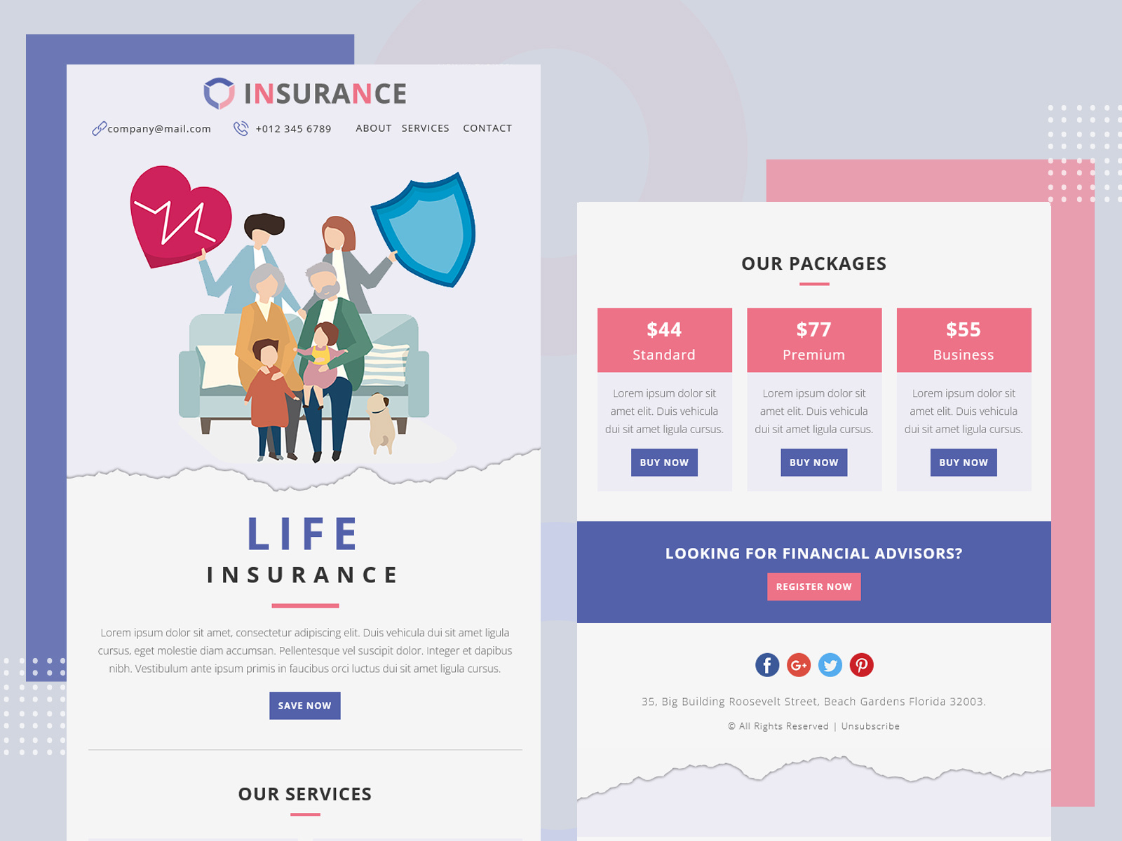 Insurance Multipurpose Responsive Email Template by Pennyblack
