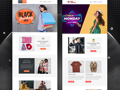 Cyber Monday and Black Friday – Responsive Email Template email designing email marketing email template offers