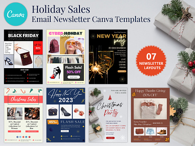 Holiday Sales Email Templates – Canva Bundle canva bundle canva design canva template email newsletter email templates holiday sales email template