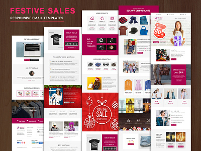 Festive Sales - Responsive Email Templates campaign monitor christmas sales discount sales email templates lead generation mailchimp mailster marketing mymail newsletters newyear sales offers sales shop shopping stampready xmas sales