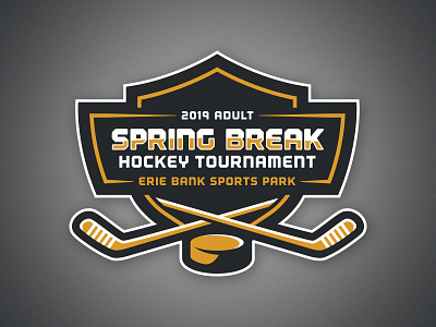 Erie Adult Hockey Tournament Logo adult black erie gold hockey hockey logo ice logo tournament