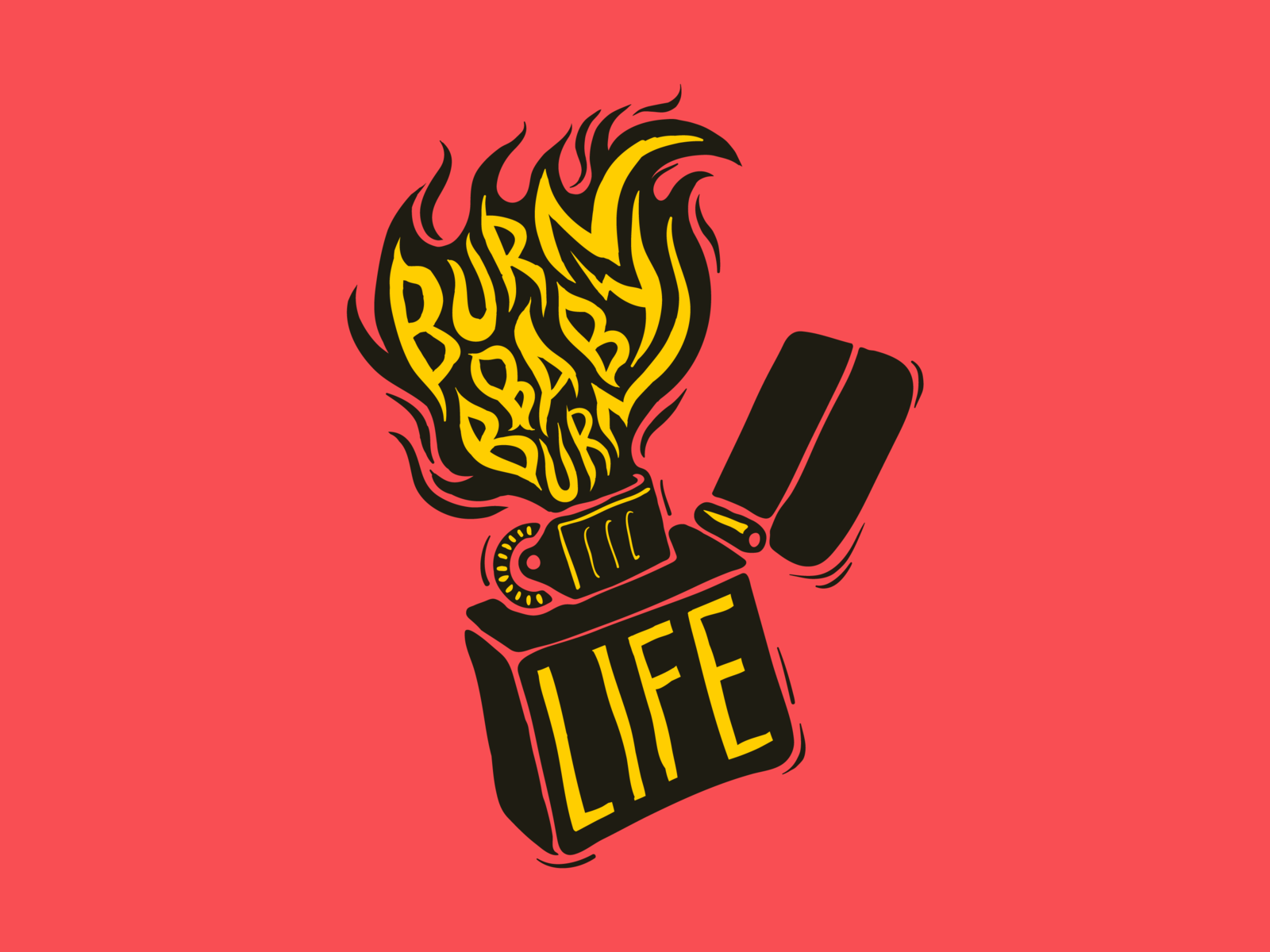 Burn baby burn print baby design fire illustration lighter vector