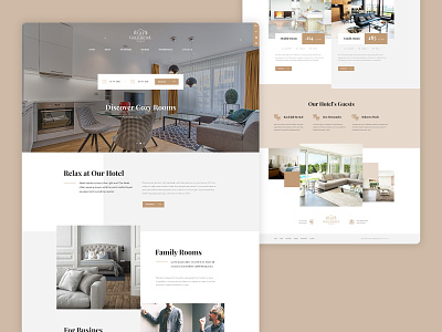 Gold Hotel Homepage bed and breakfast booking design homepage hotel rooms ui ux webdesign