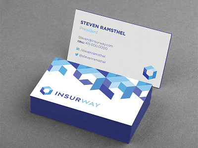 Insurway Business Cards branding business cards geometric pattern technology