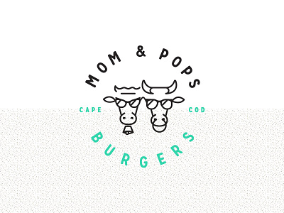 Mom & Pops Burgers Logo badge branding burgers circle cow identity logo seal