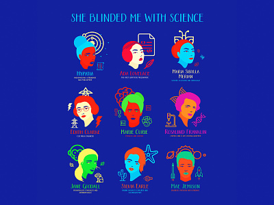She Blinded Me With Science illustration portrait illustration science women scientists