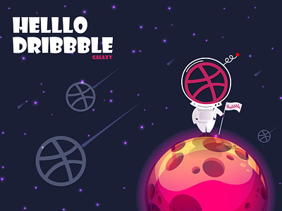 First Shot debut design dribbble firstshot galaxy illustration