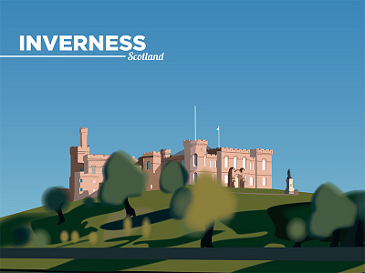 Inverness art castle drawing graphic design illustration illustrator inverness postcard poster scotland tourism vector