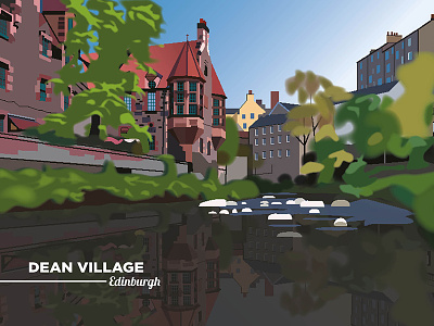 Dean Village cartoon dean village drawing edinburgh freelance graphic design illustration illustrator scotland vector
