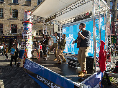 Edinburgh Fringe Street Events artworking branding design edinburgh festival graphic design illustration performers print scrim stage design street design