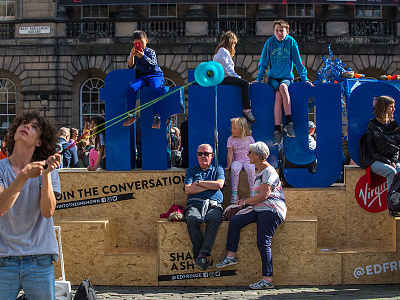 Edinburgh Fringe Street Events artworking branding design edinburgh festival graphic design illustration logo modular seating scotland signage street design vinyl