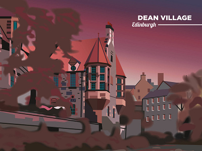 Dean Village artworking colour design drawing edinburgh freelance graphic design illustration illustrator print design scotland travel vector