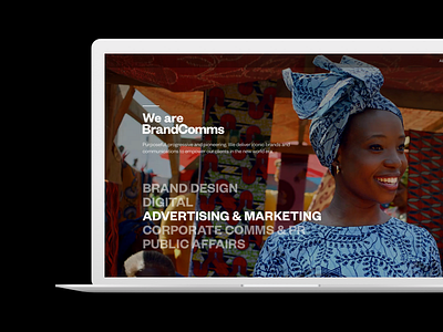 BrandComms Website africa agency bold icons interaction london motion responsive video background website