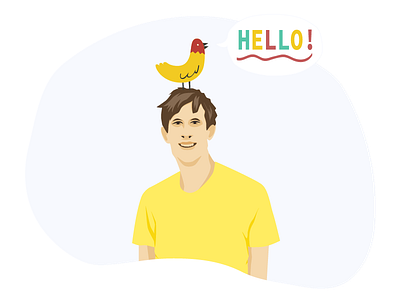 Hello! ai best bird debut guy hello illustration illustrator inviter man smile yellow
