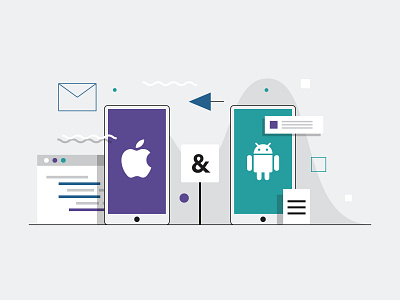 Android vs iOS app apple code coding design email flat icon illustration ui ui ux vector web webpage website