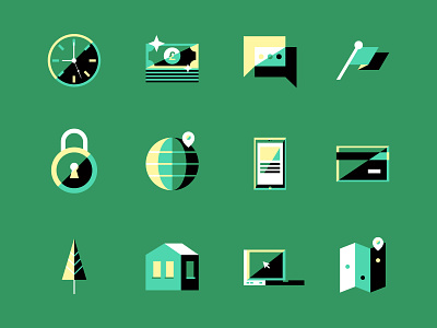 Icon Set - Everyday Objects design flat green icon illustration vector