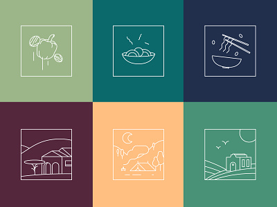 Food & Landscape Icons design food icon icon set landscape monoline vector