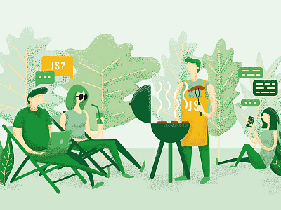 GrillJS conf illustration barbecue illustration it javascript summer vector