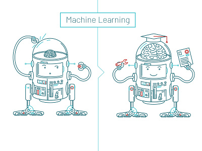 Machine Learning ai illustration machine machinelearning robot vector