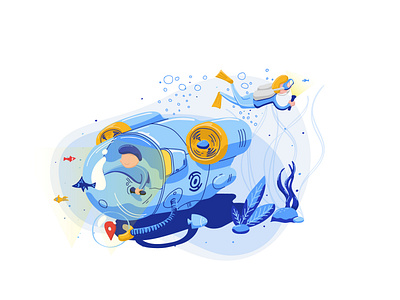 submarine advantage design diver illustration illustrator submarine underwater vector