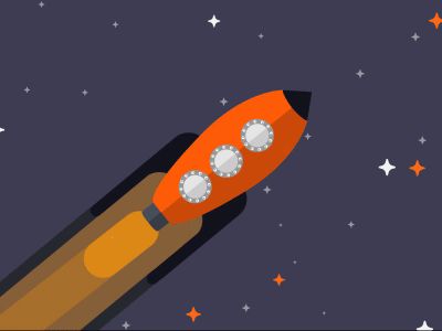 Rocket animation 2d animation flat design shooting star space spaceship stars