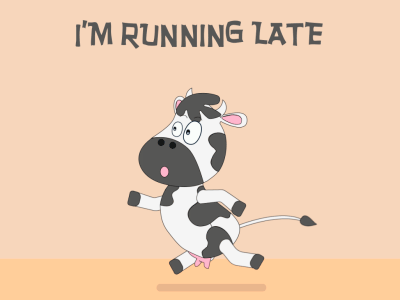 Running Cow 2d animation after effects animation cartoon cow gif hurry late running video