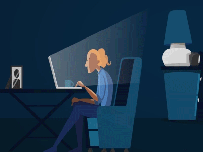 Work at night 2d 2d animation after effects animation computer freelance gif girl laptop night working