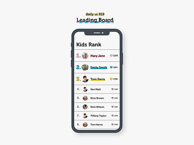 Daily UI #019 - Leaderboard 👧 adobe xd dailyui uidesign