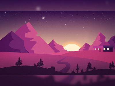 Mountains sunset illustration art design flat illustration illustrator landscape minimal vector