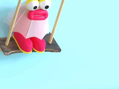 Swinging Umbrella 3d animation boots cgi character design motion pink rope swing umbrella yellow