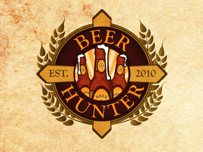 Beer Hunter - Darker Ring beer crest crest logo green logo maroon tan