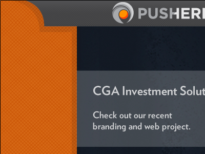 PushHere diamonds gray header orange website white