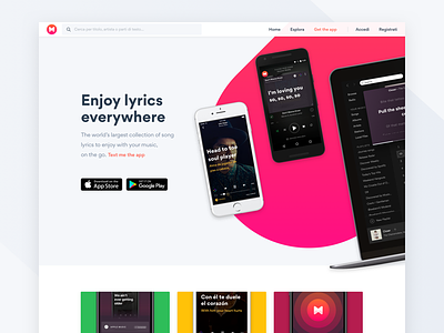 Musixmatch apps android homepage ios ui website