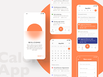 DAY 03 - Calendar App app branding calendar dailyui design free freebie ios orange sketch