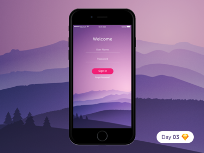 #03 | Sunset Login v2 | Freebie daily ui download free freebie ios iphone log in login login screen sketch freebie ui