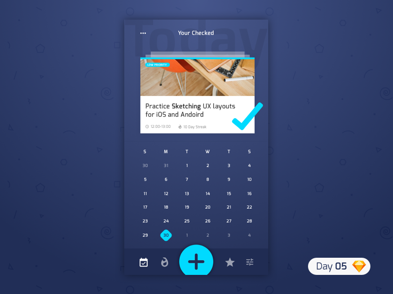 #05 | Productivity App | .sketch blue app productivity dailyui challenge daily ui iphone ios typography free freebie