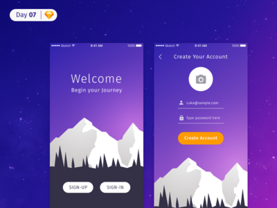 #07 | Mountains Login | .sketch dailyui download free ios iphone log in login screen mountains sketch freebie ui