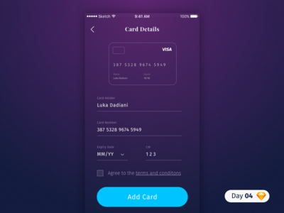 #08 | Card details | .sketch card dailyui download free ios iphone login screen mountains sketch freebie ui