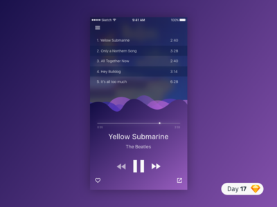 #17 | Music Player UI | .sketch app cloud daily ui dailyui download free freebie icon ios purple sketch