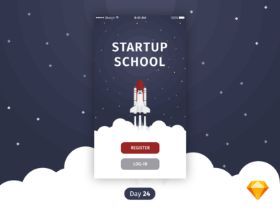 #24 | Startup School App Login | .sketch app daily ui dailyui download free freebie ios login rocket shuttle sketch