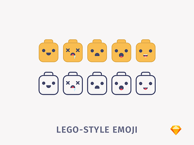 Lego-style Emoji | .sketch download emoji emotions free freebie lego sketch stickers yellow
