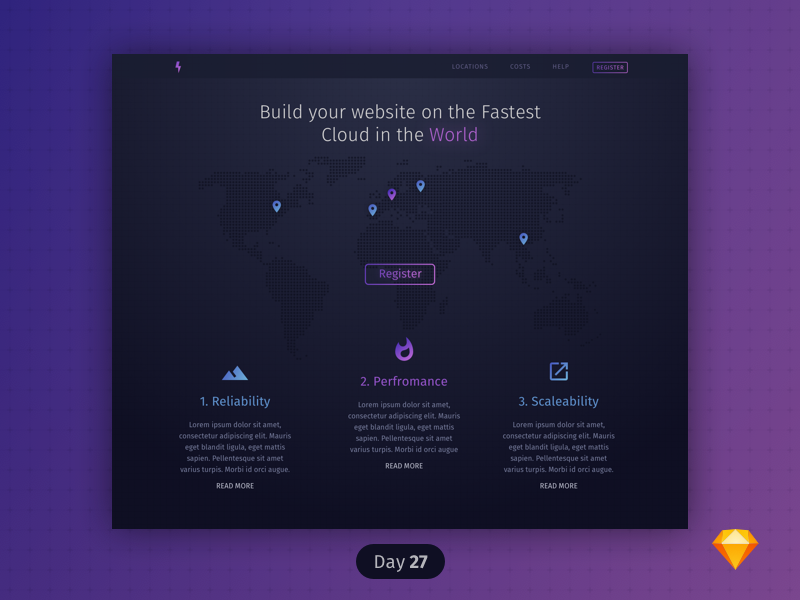 #27 | Cloud App Lander | .sketch daily ui dailyui download sketch freebie free website cloud web lander template