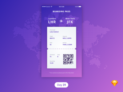 #31 | Boarding Pass | .sketch boarding pass boardingpass daily ui dailyui download free freebie plane sketch