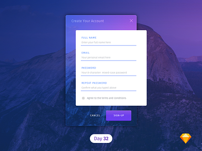 #32 | Sign-up Form | .sketch by Luka Dadiani on Dribbble